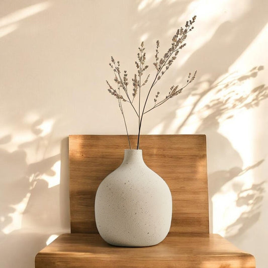 Kovanis Minimalist Geometric Ceramic Vase - Modern Nordic Matte White Flower Pot for Home Decor