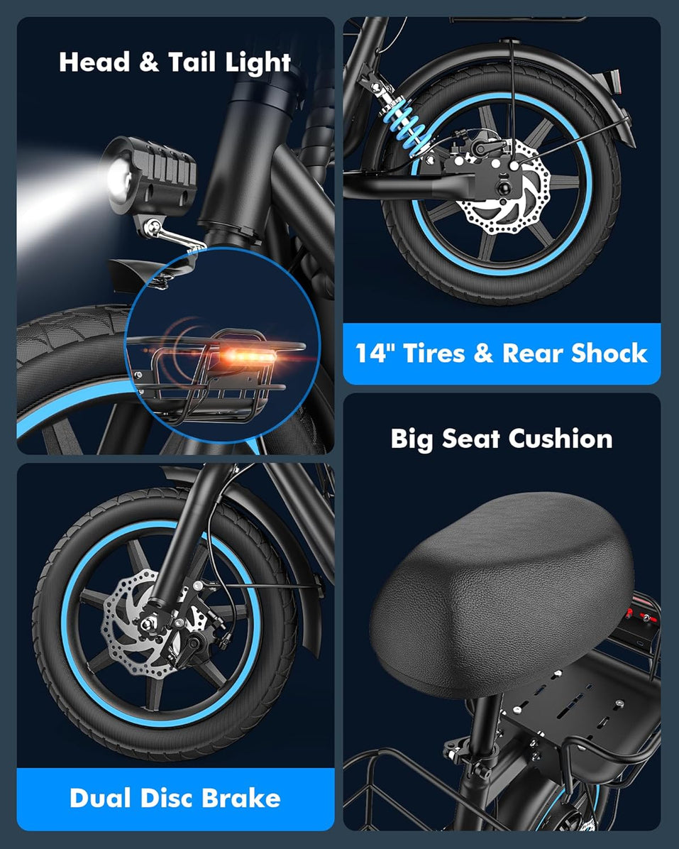 Electric Scooter with Large Basket, 550W Motor
