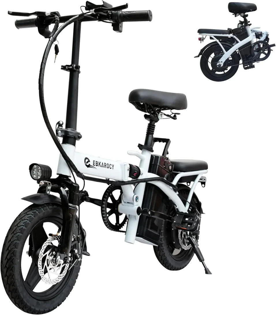 Ebikes for Adults, 400W Motor 22MPH Max Speed, 14 Tire, 48V 15AH Removable Battery for Electric Bike, Multi-Shock Absorption, City Commuter, Foldable Adult Electric Bicycles