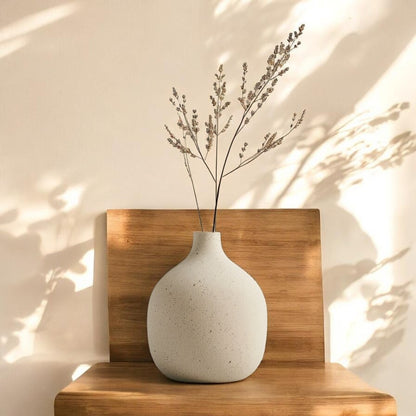 Kovanis Minimalist Geometric Ceramic Vase - Modern Nordic Matte White Flower Pot for Home Decor