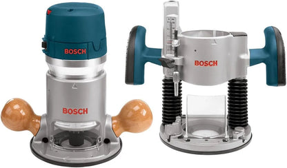 BOSCH 1617EVSPK Wood 12 Amp Router Tool Combo Kit - 2.25 Horsepower Plunge Router & Fixed Base with a Variable Speed