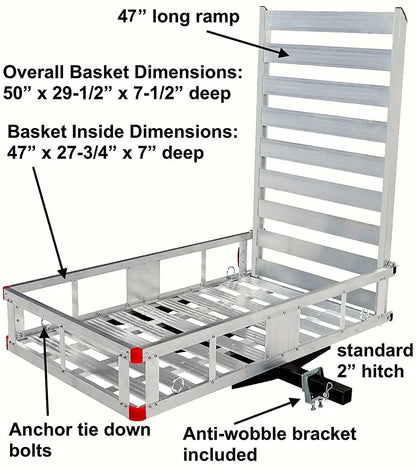 80779 Aluminum Hitch Mount Cargo Carrier with 47 Long Ramp, 1 Pack
