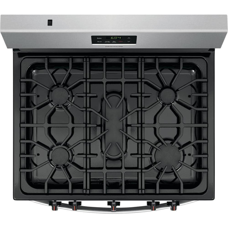 Frigidaire 30 in. 5 Burner Freestanding Gas Range in Stainless Steel FCRG3052AS