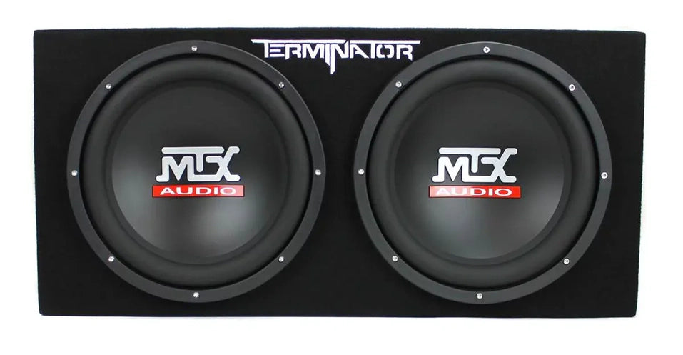 MTX 12" Dual Loaded Car Subwoofer w/Sub Box, Amplifier, & QPower Wiring Kit