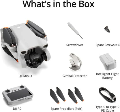 DJI Mini 3, Drones with Camera for Adults 4K, 38-min Flight Time, up to 32800ft (10km) Video Transmission, True Vertical Shooting, GPS Auto Return Integrated, Mini Drone with Camera for Beginners