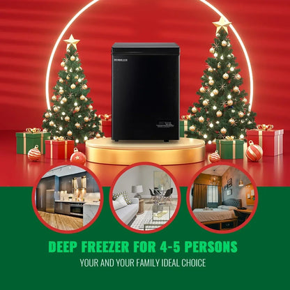 Chest Freezer 5.0Cubic Feet Deep Freezer Freestanding Freezers with 2 Removable Stainless Steel Basket, Mini Freezer Top Open Door Compact Freezer with Electronic Control 41℉ to -15℉BLACK