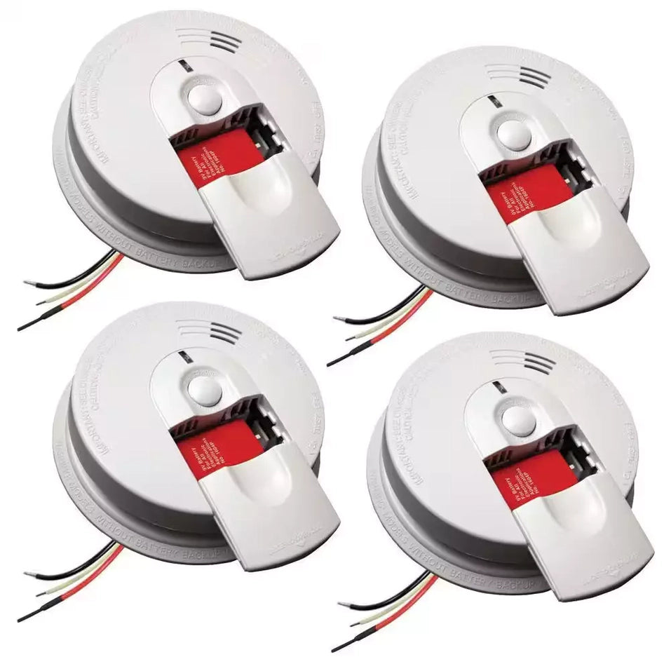 i4618 4-Pack Hardwired Smoke Alarm with Ionization Sensor, 120V AC, 9V Battery Backup