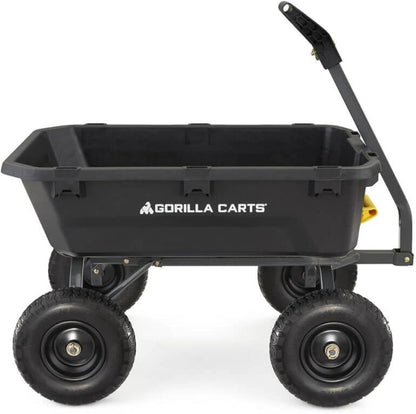7GCG-NF Heavy-Duty Poly Dump Garden Cart with No-Flat Tires, 7 Cubic Feet, 1200-Pound Capacity, Black, Amazon Exclusive
