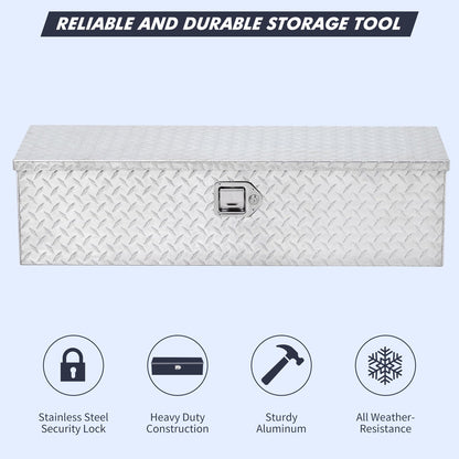 48 Inch Diamond Plate Truck Bed Tool Box with Shelf Silver