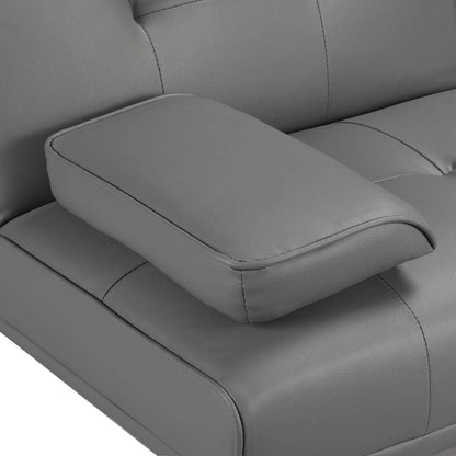 Yaheetech Convertible Sofa Bed Adjustable Couch Sleeper Modern Faux Leather Home Recliner Reversible Loveseat Folding Daybed Guest Bed, Removable Armrests, Cup Holders, 3 Angles, 772lb Capacity, Black