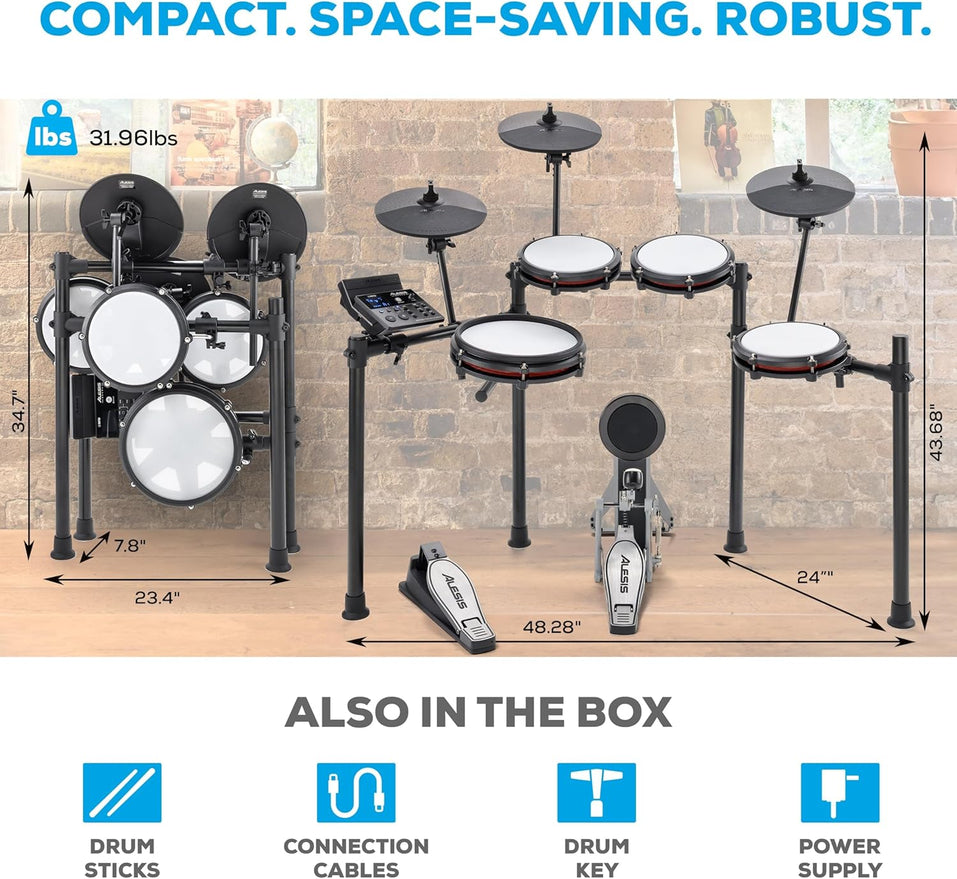 Nitro Max Electric Drum Set with Mesh Pads & Bluetooth