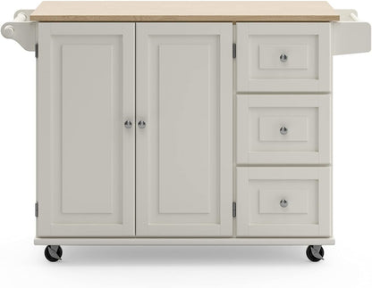 Homestyles Dolly Madison Mobile Kitchen Island Cart, Drop Leaf Breakfast Bar