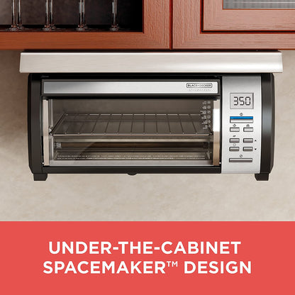 BLACK DECKER SpaceMaker Under Counter Toaster Oven, Digital Controls, Black/Stainless Steel, Fits 9 Pizza or 4 Slices