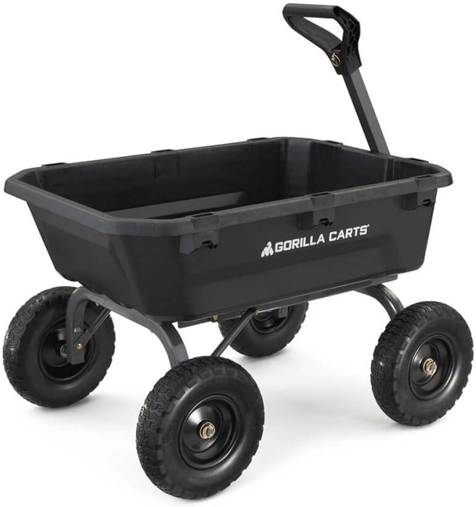 7GCG-NF Heavy-Duty Poly Dump Garden Cart with No-Flat Tires, 7 Cubic Feet, 1200-Pound Capacity, Black, Amazon Exclusive