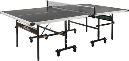 Inside Professional MDF Indoor Ping Pong Table with Quick Clamp Table Tennis Net and Post Set - 10 Minute Easy Assembly - Tournament Quality - Foldable with Single Player Playback Mode