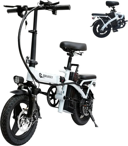 Ebikes for Adults, 400W Motor 22MPH Max Speed, 14 Tire, 48V 15AH Removable Battery for Electric Bike, Multi-Shock Absorption, City Commuter, Foldable Adult Electric Bicycles