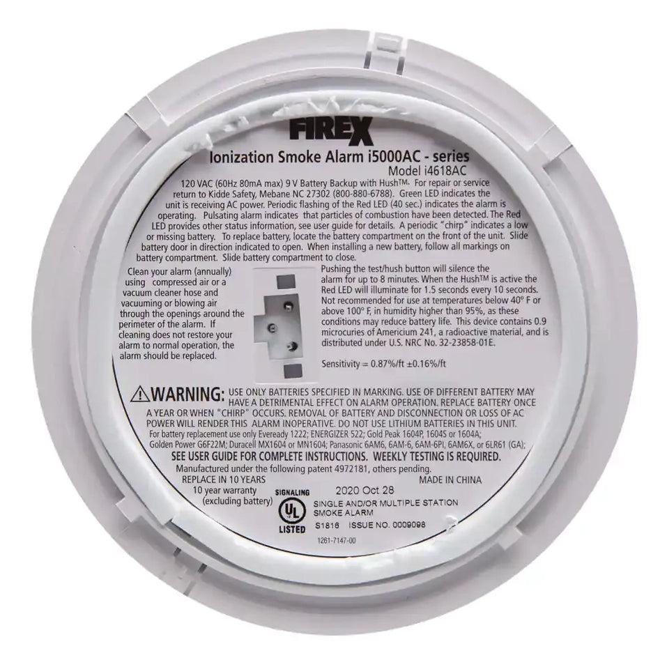 i4618 4-Pack Hardwired Smoke Alarm with Ionization Sensor, 120V AC, 9V Battery Backup